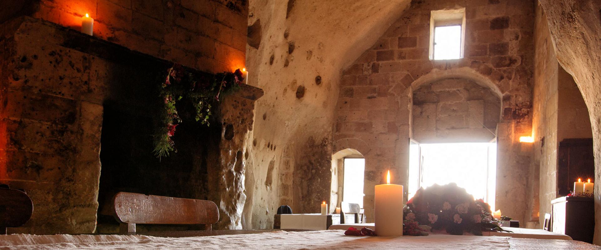 candlelight dinner in the XIII century church in Matera