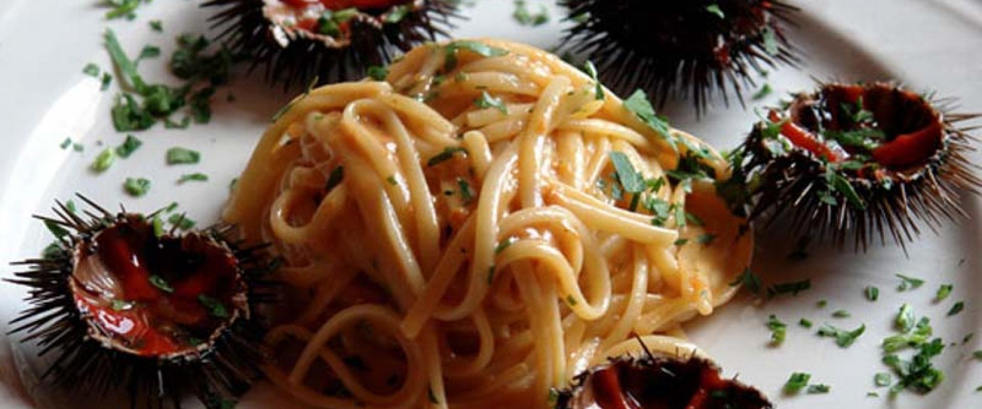 Pasta con i ricci Lunch in typical restaurant with stunning view of the cathedral of Cefalù